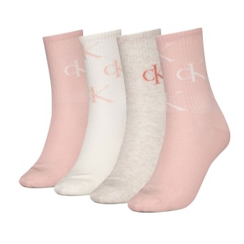 Calvin Klein Legwear Calvin Klein Strømper 4P Women Aop Socks Gift Box Hvid/Rosa One Size Dame