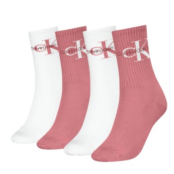 Calvin Klein Legwear Calvin Klein Strømper 4P Women Logo Sock Gift Box Hvid/Rosa One Size Dame