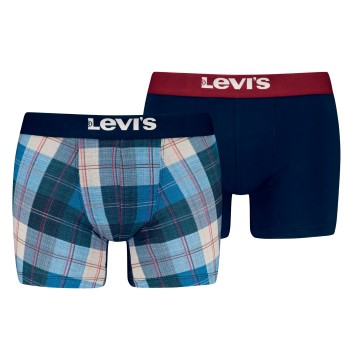 Levis 2P Plaid Aop Boxer Brief Marine/Blå bomuld Large Herre