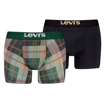 Levis 2P Plaid Aop Boxer Brief Sort/Grøn bomuld Small Herre