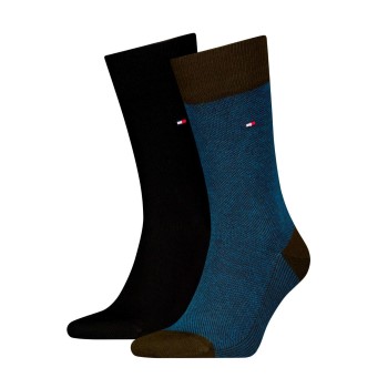 Tommy Hilfiger Legwear Tommy Hilfiger Strømper 2P Men Birdeye Sock Blå/Brun Str 43/46 Herre