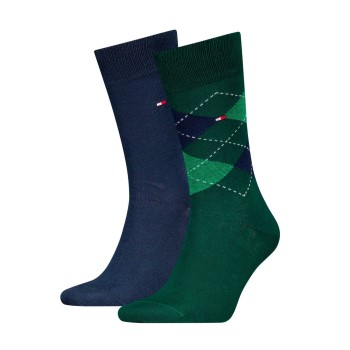 Tommy Hilfiger Legwear Tommy Hilfiger Strømper 2P Men Sock Check Blå/Grøn Str 39/42 Herre