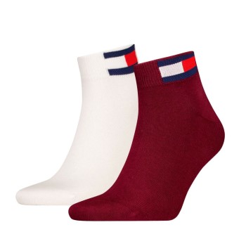 Tommy Hilfiger Legwear Tommy Men Uni Flag Quarter Sock Strømper 2P Hvid/Rød Str 39/42