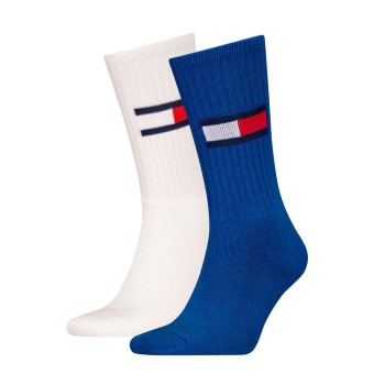 Tommy Hilfiger Legwear Tommy Men Uni TJ Flag Socks Strømper 2P Hvid/Blå Str 43/46