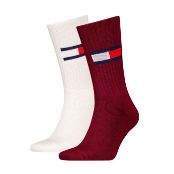 Tommy Hilfiger Legwear Tommy Men Uni TJ Flag Socks Strømper 2P Hvid/Rød Str 43/46