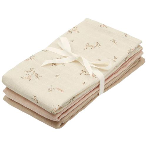 Cam Cam 3-Pack GOTS Blomstrede Muslin Kluder Ashley, Coral, Latte |  | 0