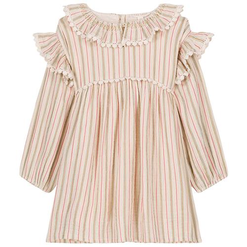 Louise Misha Illi Stribet Kjole Cremefarvet 4 Y  Creme  4 år  kvinde