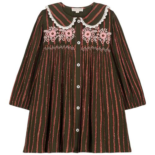 Louise Misha Marlotta Stribet Baby-kjole Khaki Copper 24 months  Grøn  24 måneder  kvinde