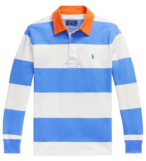 Polo Ralph Lauren Polobluse - Summer Blue/Hvidstribet m. Orange