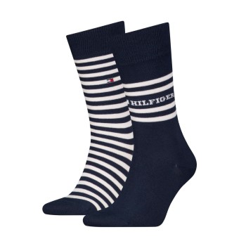 Tommy Hilfiger Legwear Tommy Hilfiger Strømper 2P Men Breton Crew Socks Marineblå Str 43/46 Herre