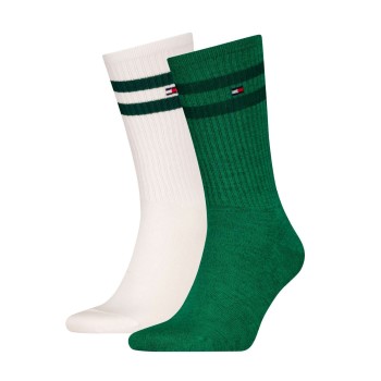 Tommy Hilfiger Legwear Tommy Hilfiger Strømper 2P Men Mouline Sport Socks Hvid/Grøn Str 43/46 Herre