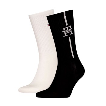 Tommy Hilfiger Legwear Tommy Hilfiger Strømper 2P Monogram Sock Sort/Hvid Str 43/46 Herre