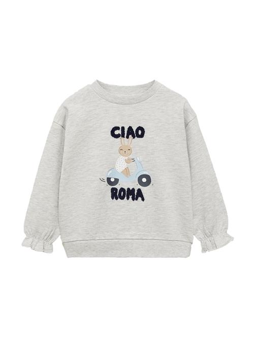 MANGO KIDS Sweatshirt 'CIAO'  mørkebeige / grå-meleret / sort / hvid