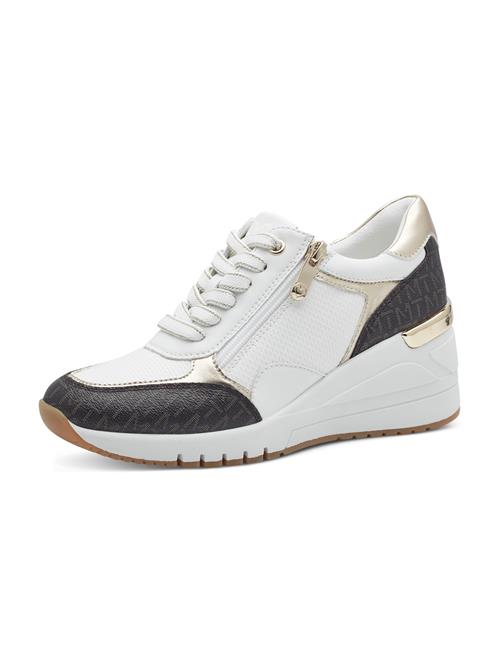 Se MARCO TOZZI Sneaker low  beige / guld / sort / hvid ved About You