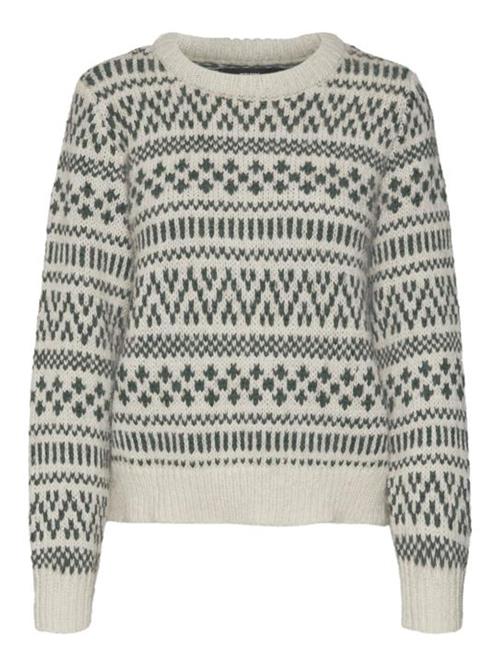 VERO MODA Pullover 'KAIRA'  ecru / khaki / mørkegrøn