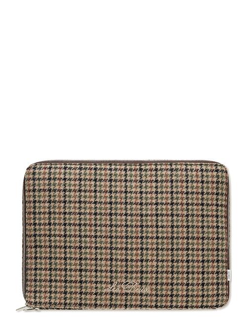 Les Deux Houndsthooth Wool Laptop Sleeve Les Deux Brown