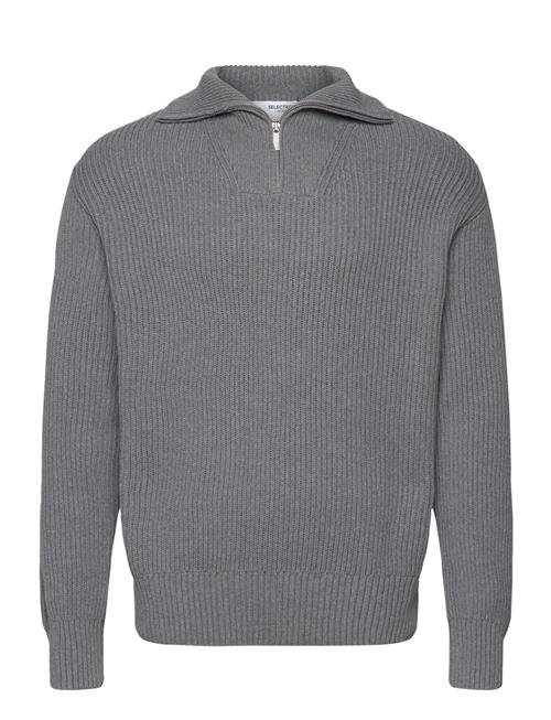 Selected Homme Slhdry Ls Knit Relaxed Half Zip Selected Homme Grey