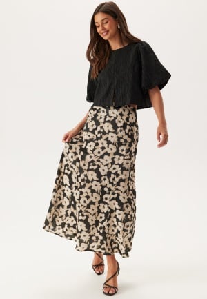 BUBBLEROOM Satin Skirt Black/Patterned XL