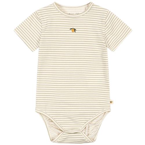 Konges Sløjd GOTS Basic Kortærmet Body Tea Stripe | Beige | 12 months