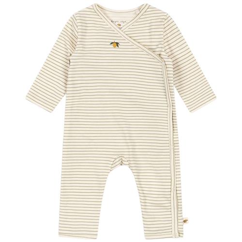 Konges Sløjd GOTS Basic Newborn Onesie Tea Stripe | Beige | 3 months