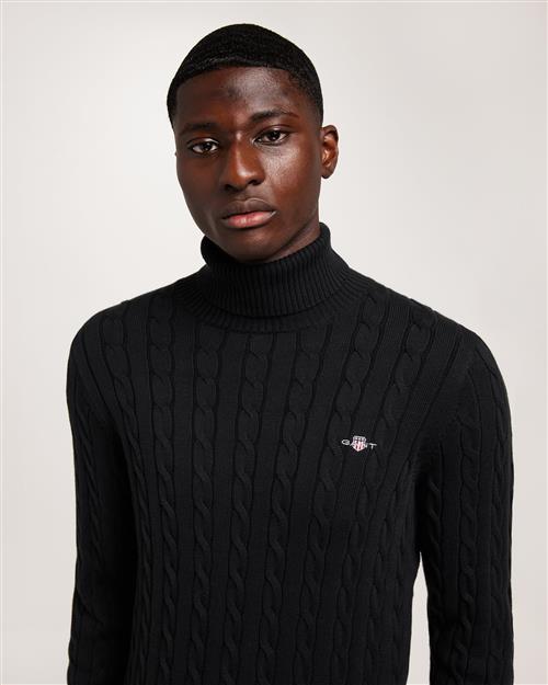 Gant Cotton Cable Turtle Neck Striktrøjer Sort