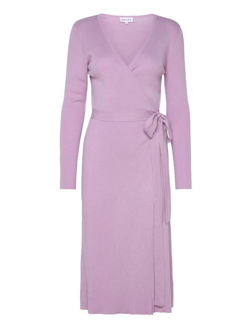 Davida Cashmere Fine Knit Rib Wrap Midi Dress Davida Cashmere Purple