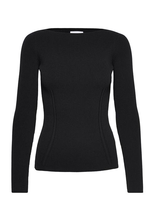 Iconic Rib Open-Neck Sweater Ls Calvin Klein Black