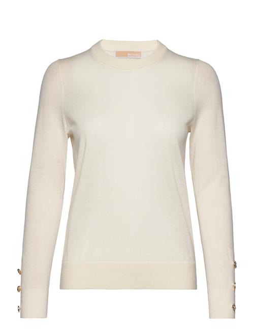 Michael Kors Merino Button Slv Ls Swtr Michael Kors Cream