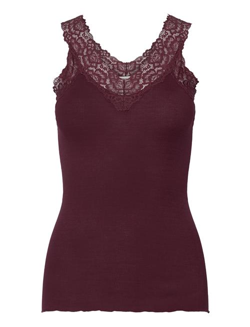 Rwbernadine Organic Sl Lace Top Rosemunde Burgundy