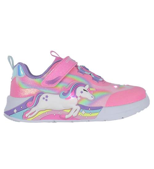 Skechers Sko m. Lys - Unicorn Chaser - Pink/Multi