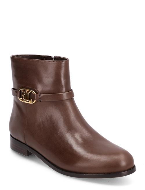 Lauren Ralph Lauren Briela Burnished Leather Bootie Lauren Ralph Lauren Brown