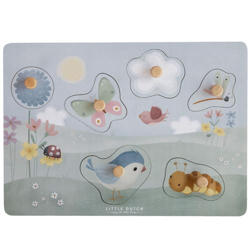 Se Little Dutch Flowers & Butterflies FSC Multisensorisk Puslespil | Lyserød | 1-2 years ved Babyshop