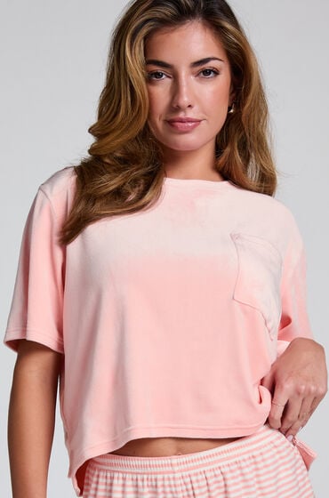 Hunkemöller Top fløjl Pocket pink