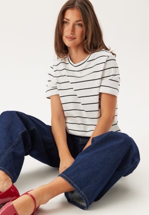 SELECTED FEMME Slfessentail Striped Boxy Tee Bright White Print:BLACK S