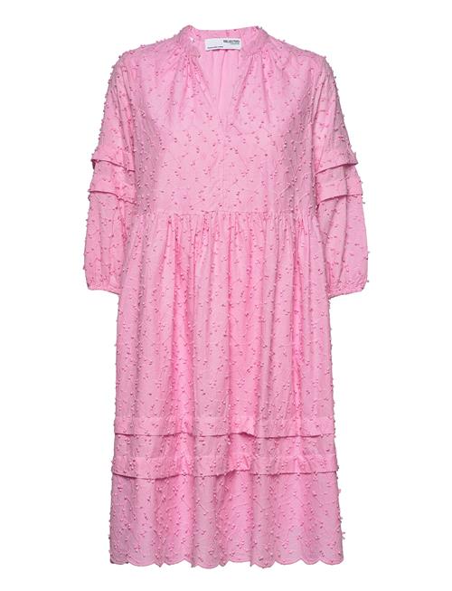 Selected Femme Slfminja 3/4 Broderi Knee Dress G Selected Femme Pink