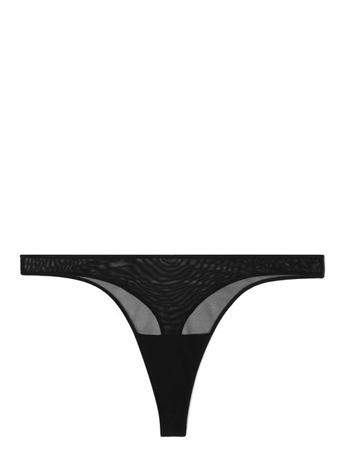 Lace Satin Thong Understatement Underwear Black