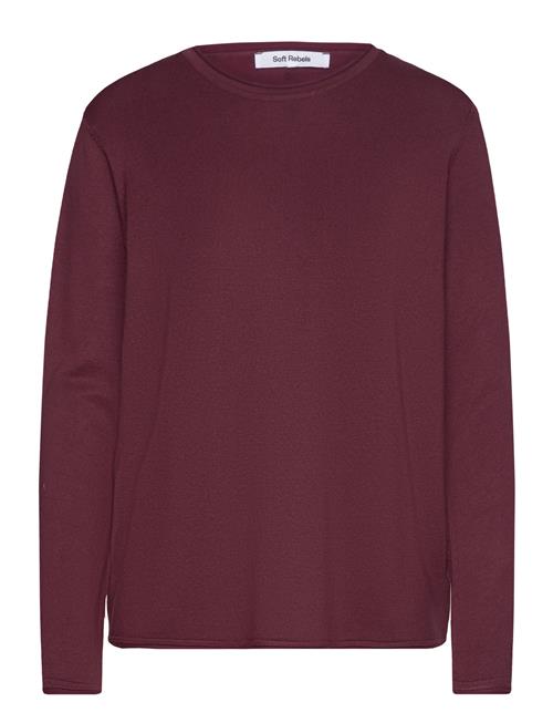 Srmarla O-Neck Knit Roll Edge Soft Rebels Burgundy