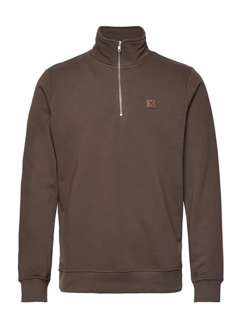 Clean Cut Copenhagen Basic Organic 1/2 Zip Sweat Clean Cut Copenhagen Brown