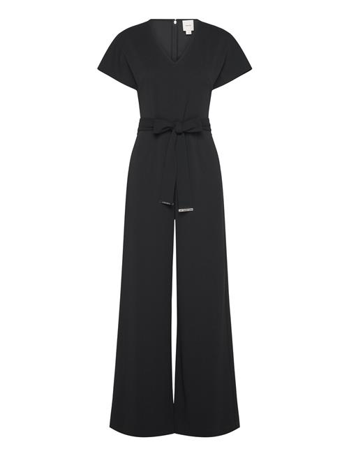 Scuba Crepe Ss Belted Jumpsuit Calvin Klein Black