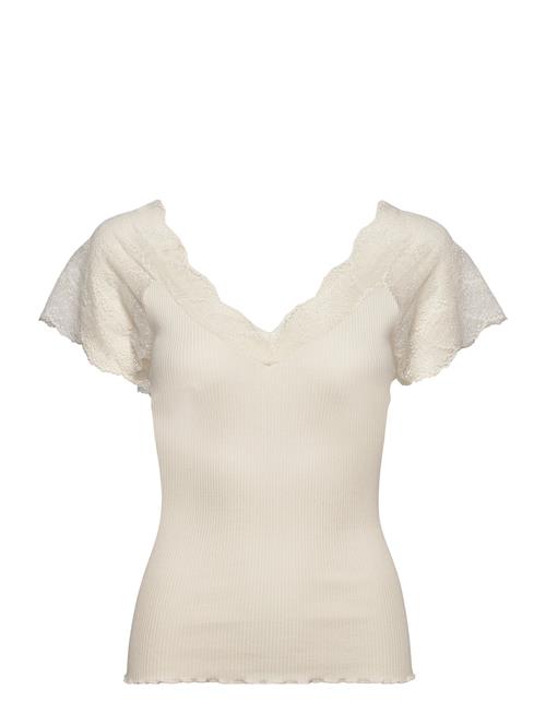 Beatha Silk Top W/Lace Rosemunde Cream