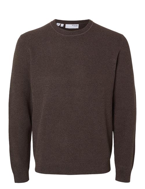 Selected Homme Slhross Ls Knit Structure Crew Neck Noos Selected Homme Brown