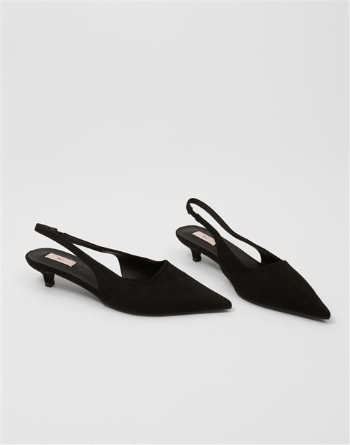 Se Nelly - Sort - Kitten Heel Slingback ved Nelly