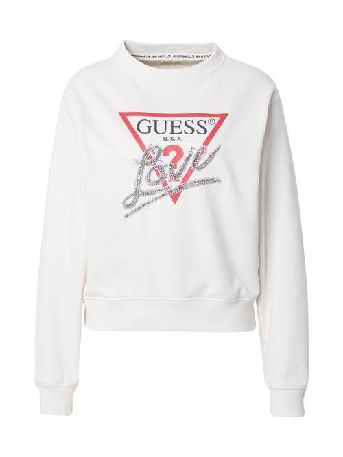 Se GUESS Sweatshirt  creme / knaldrød / sort / sølv ved About You