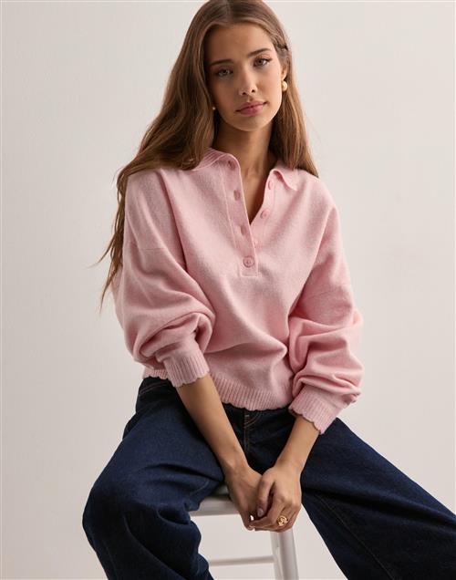 Nelly - Pink - Sleeve Focus Collar Knit Sweater