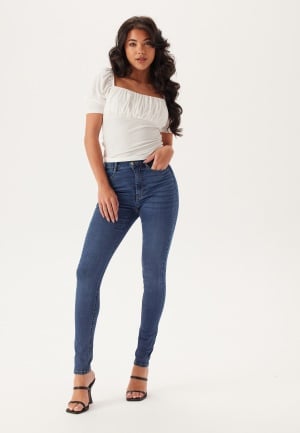 Se BUBBLEROOM High Full length Superstretch Jeans Medium blue 48 ved Bubbleroom