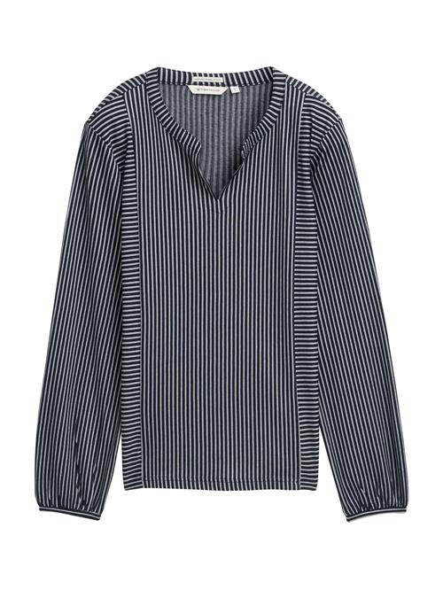 Se TOM TAILOR Bluse  natblå / hvid ved About You