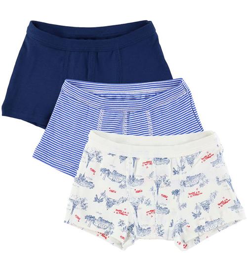 Petit Bateau Boxershorts - 3-pak - BlÃ¥/Hvid