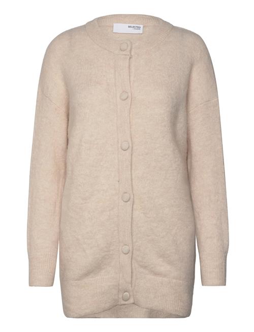 Slfsia Ras Ls Knit Long Cardigan Selected Beige