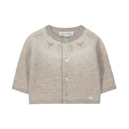 Tartine et Chocolat Uld-kashmir-strikvest Heather Sand | Beige | 18 months