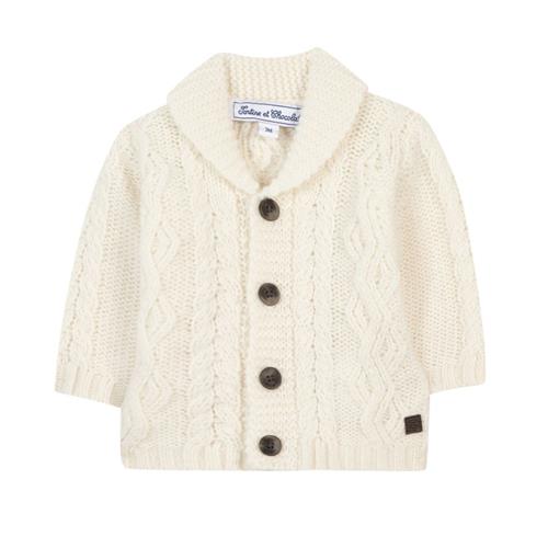 Tartine et Chocolat Cardigan i uldstrik, cremefarvet |  | 2 years